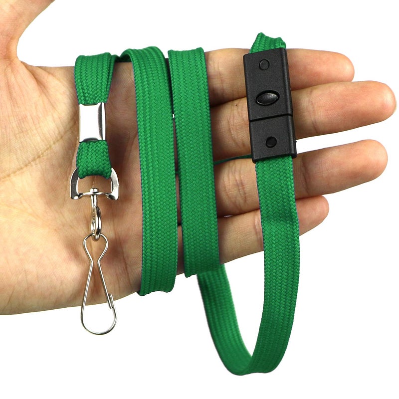 Ollain Safety Breakaway Lanyard With J-Hook for ID Badges, Cruise, Business Card, NameTag - Premium Flat Lanyards for Women/Men, Employees, Students (Green, Breakaway 50 Pack) - Image 4